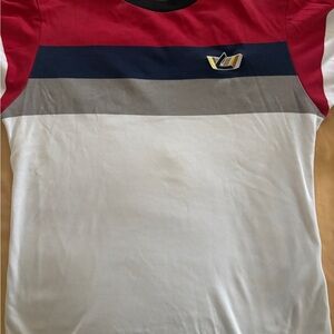 Authentic classic LV Louis Vuitton Red, Blue, and Gray striped t-shirt